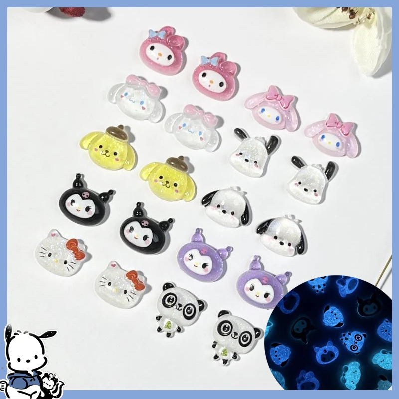 

20Pcs Sanrioed Nail Resin Pochacco Kuromi Kawaii Cinnamoroll Nail Art Decor Charm My Melody Cartoon Anime Cute Accessories Toys