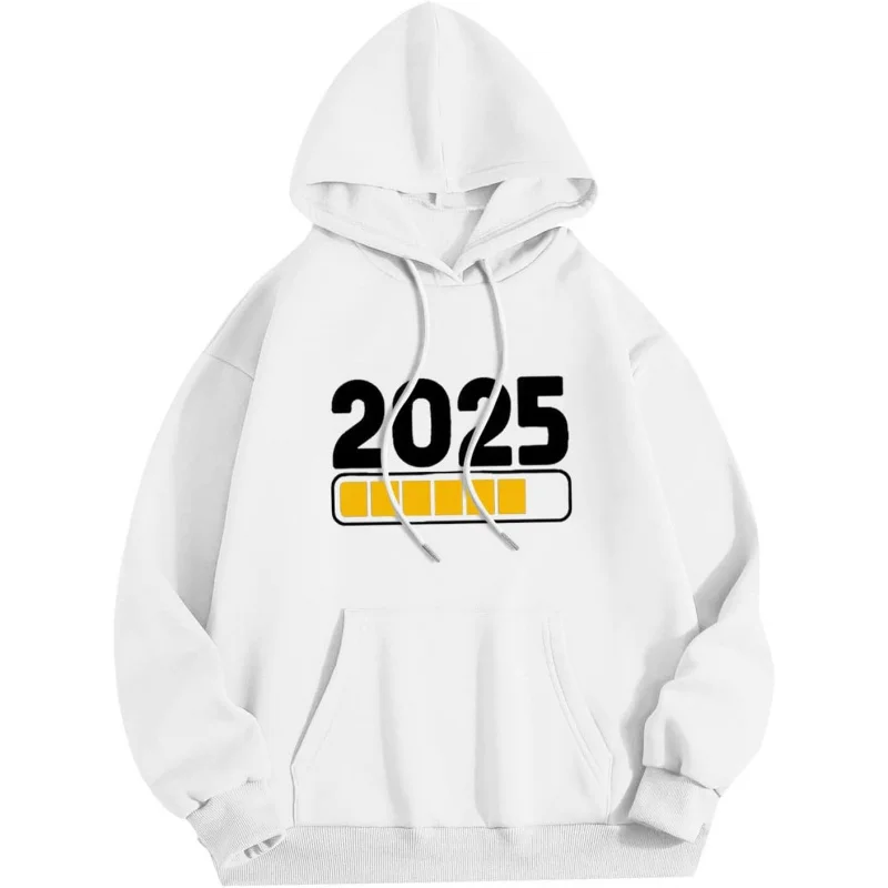 2025 Men's New Year Hoodie with Novel Pattern Printed Hoodie