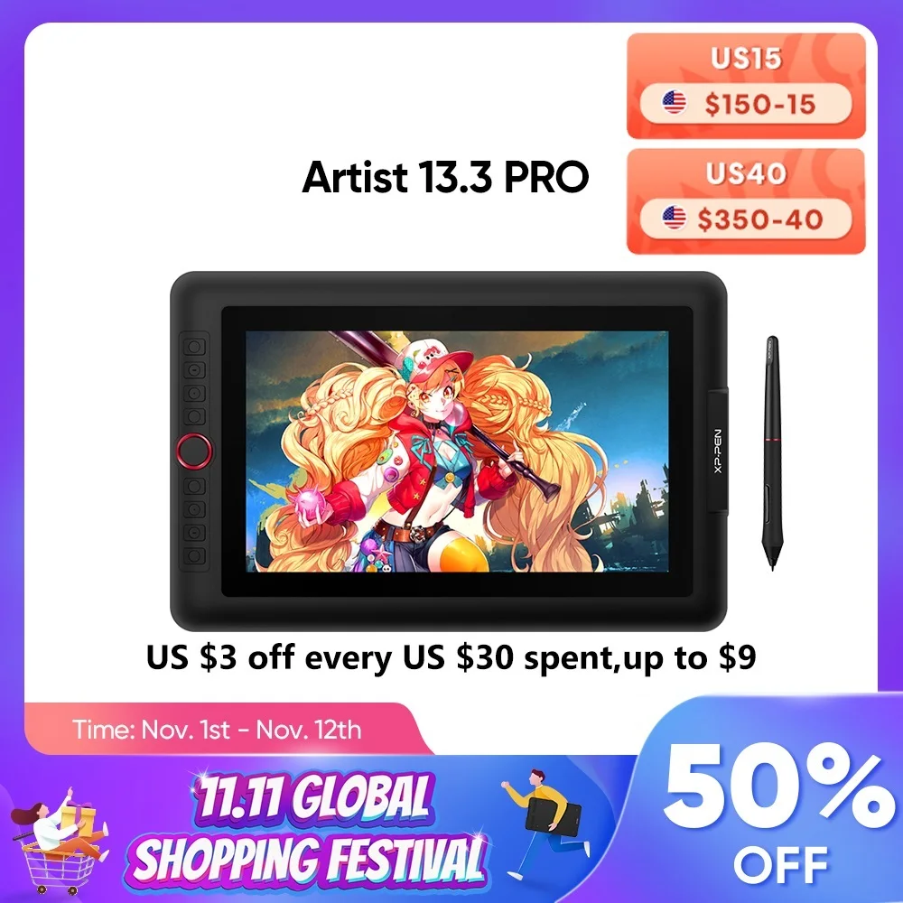 Top! Artist 13.3 Pro Graphics Tablet Drawing Monitor 13.3