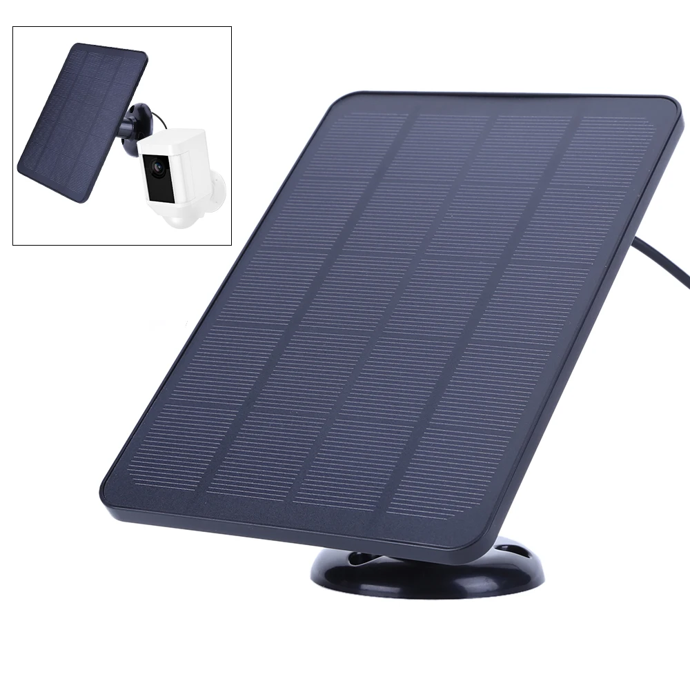 4W 5V Solar Panel Adjustable Wall Mount Bracket Solar Battery Charger with 9.8FT Charging Cable for Ring Stick Up&Spotlight Cam