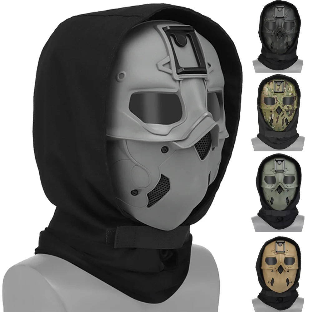 Tactical Full Face Mask With Helmet Rail Prophet Hood Wild Masks For Airsoft Paintball Halloween Party CS Props Cosplay