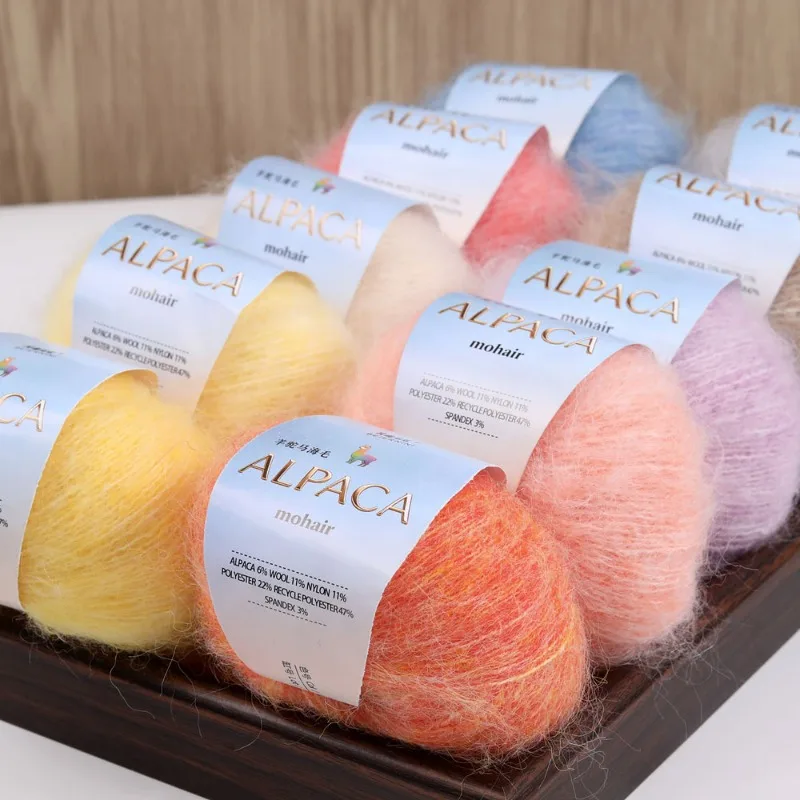 A 25g Blend of Alpaca Silk Mohair, DIY Hand Woven Sweater Cardigan Shawl Tote Bag Soft and Fluffy Fine Line Mohair - view 3