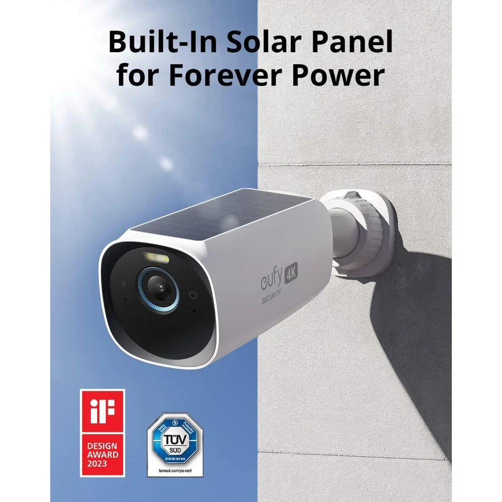 3-Cam Kit, Security Camera Outdoor Wireless, 4K Camera with Integrated Solar Panel, Face Recognition AI
