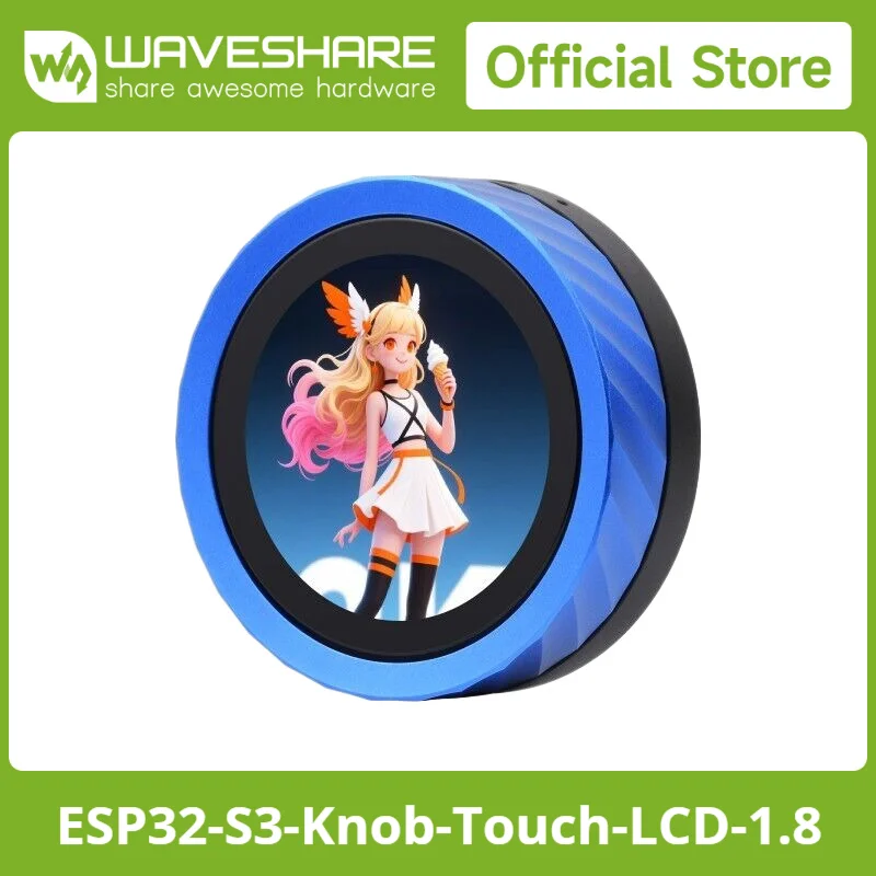 Waveshare ESP32-S3 1,8-дюймовый дисплей с ручкой, беспроводное соединение Wi-Fi/Bluetooth 2,4 ГГц, металлический корпус с ЧПУ