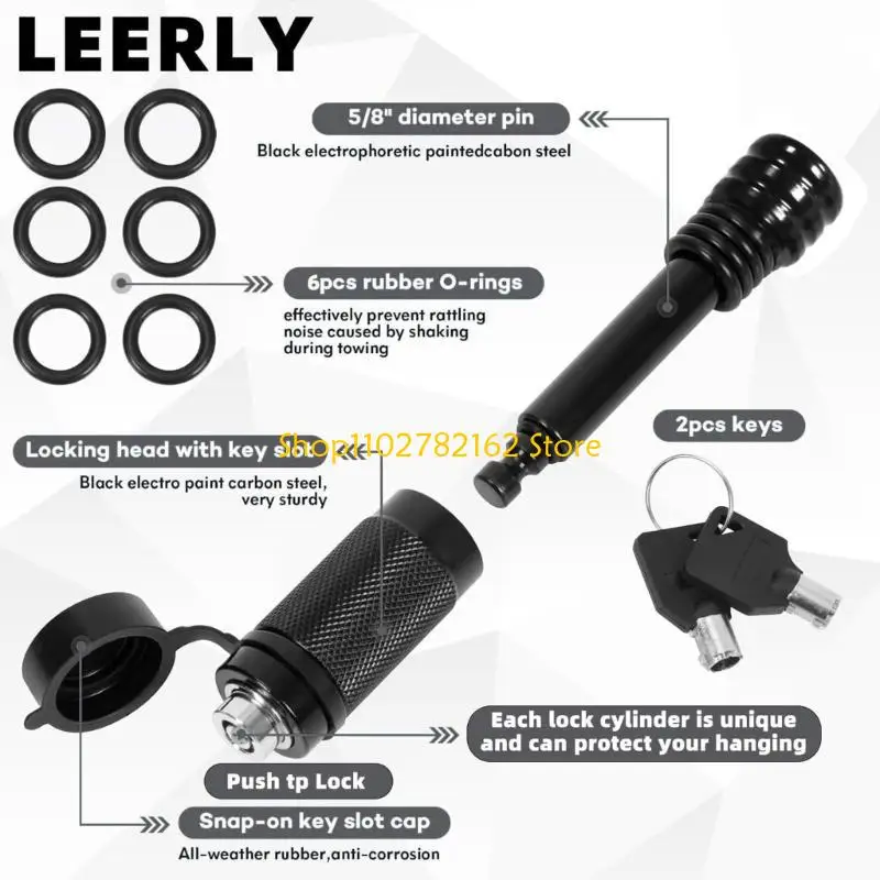 

547B Weather Resistant Trailer Hook Dust Guard Protective Cover With 5/8 Inch Security Pin 13 Stripes Patriotic Design Auto E