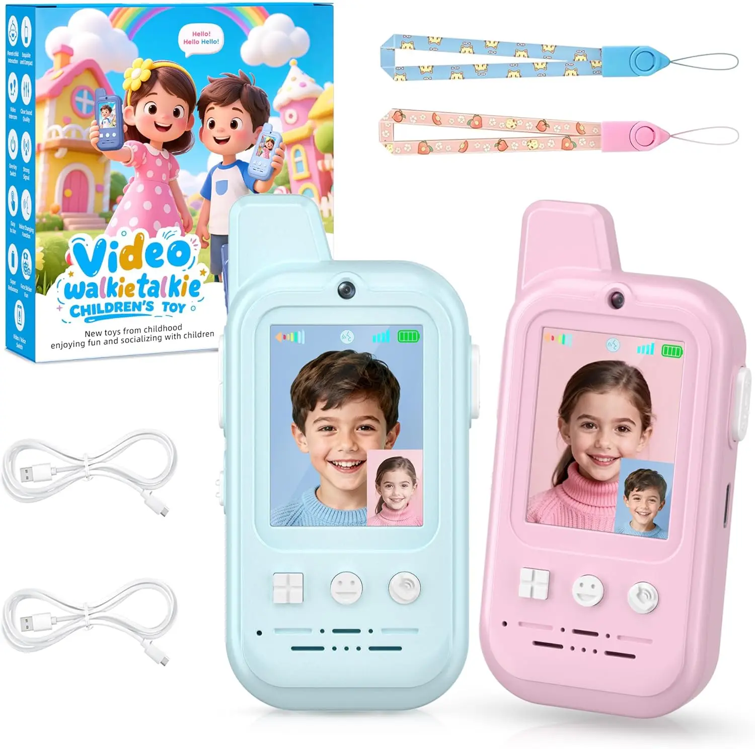 

Rechargeable Walkie Talkies with HD Camera & Voice Changer, 2-Pack for Outdoor Fun and Family Games