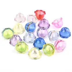 10Pcs Transparent Bell Pendant Acrylic Color Petal Charms Beads Findings DIY Earrings Keychain Pendant Jewelry Making Supplies
