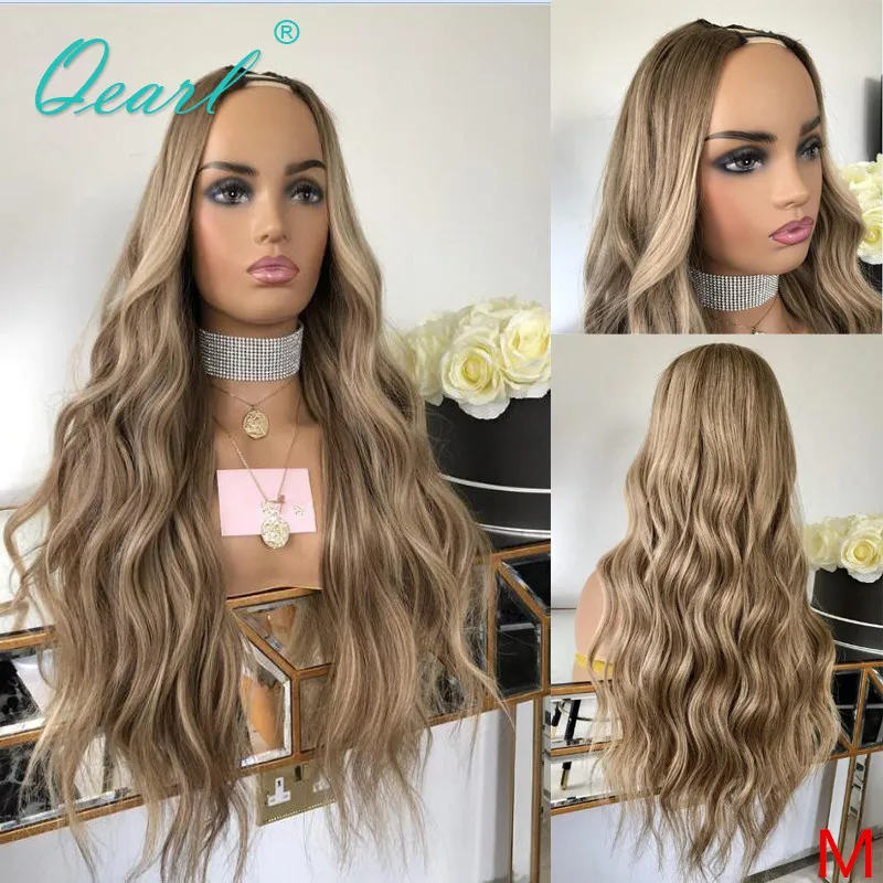 Highlights Wig Human Hair Caramel Ash Blonde Balayage Loose Wave 200% U Part Wigs for Women 2x4 Virgin Hair Glueless Wig Qearl