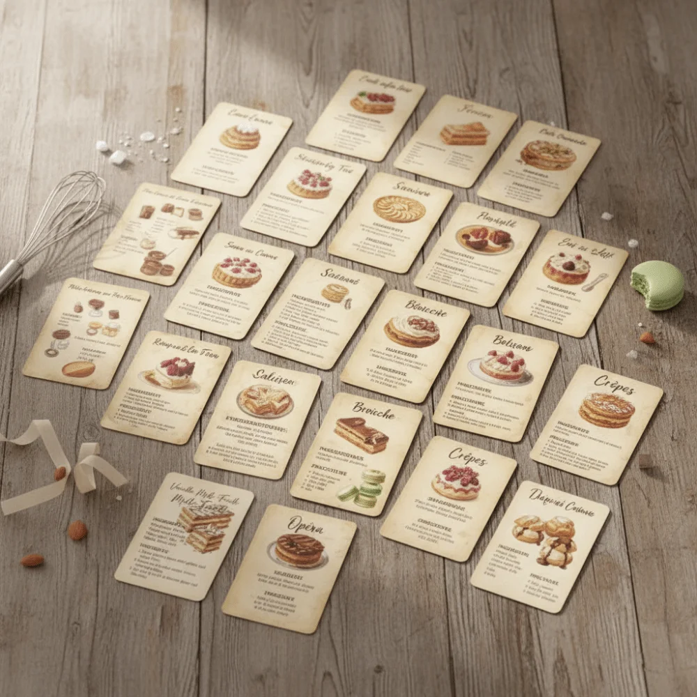 Vintage Dessert Baking Recipe Cards Ingredient Lists Step Instructions Sweet Dessert Recipe Postcards Portable Retro