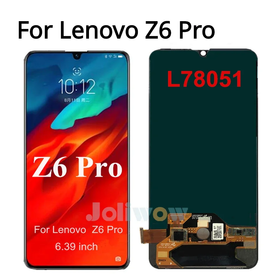 ЖК-дисплей 6,39 дюйма AMOLED для Lenovo Z6 Pro, сменный сенсорный экран с цифровым преобразователем в сборе для Lenovo Z6 Pro, L78051, L78121