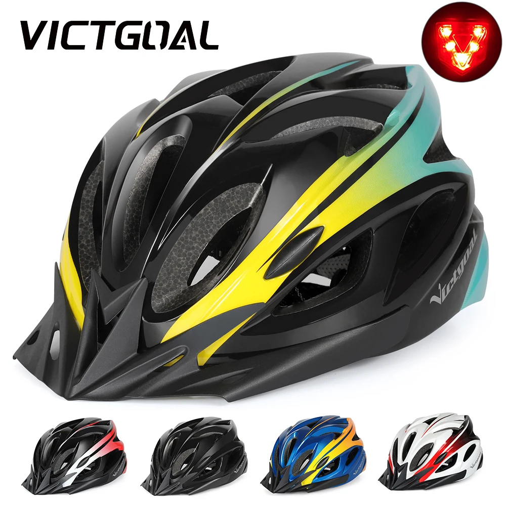 VICTGOAL Protective Working Cap Bike Helmet Lightweight LED Rear Light for Men Women Cycling Helmet MTB Scooter Bicycle Headgear