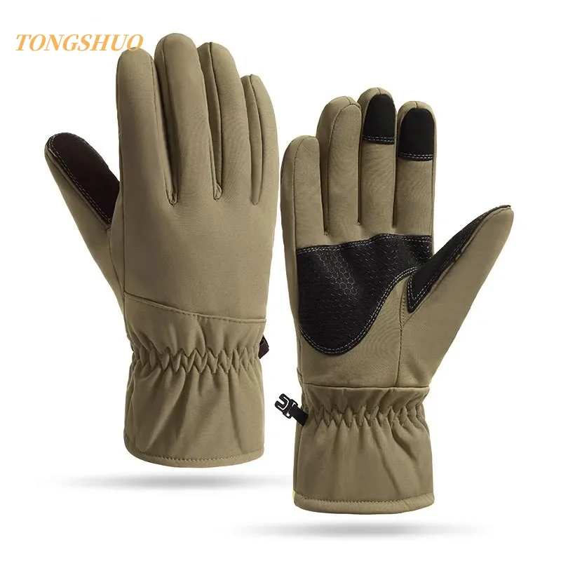 Luvas impermeáveis do esqui da camuflagem do tela táctil, táticas do inverno, antiderrapante, morno, pescando, acampando, ciclismo, esporte