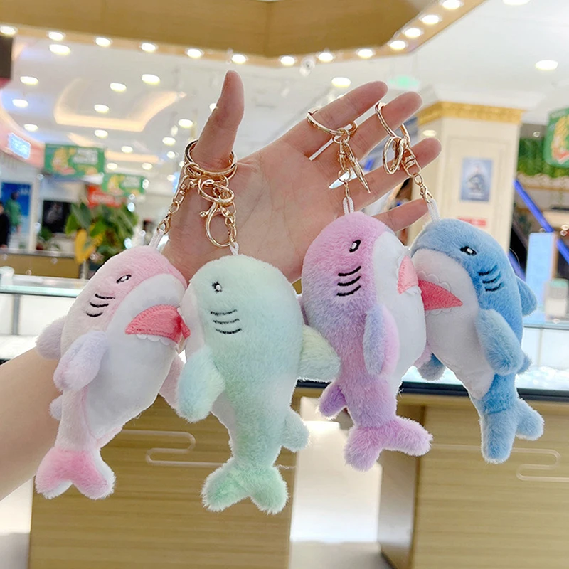 New Rainbow Shark Pendant Plush Toy Cute Colorful Deep Sea Dreamy Creatures Pretty Bag Cool Decorate Keychain Birthday Gift