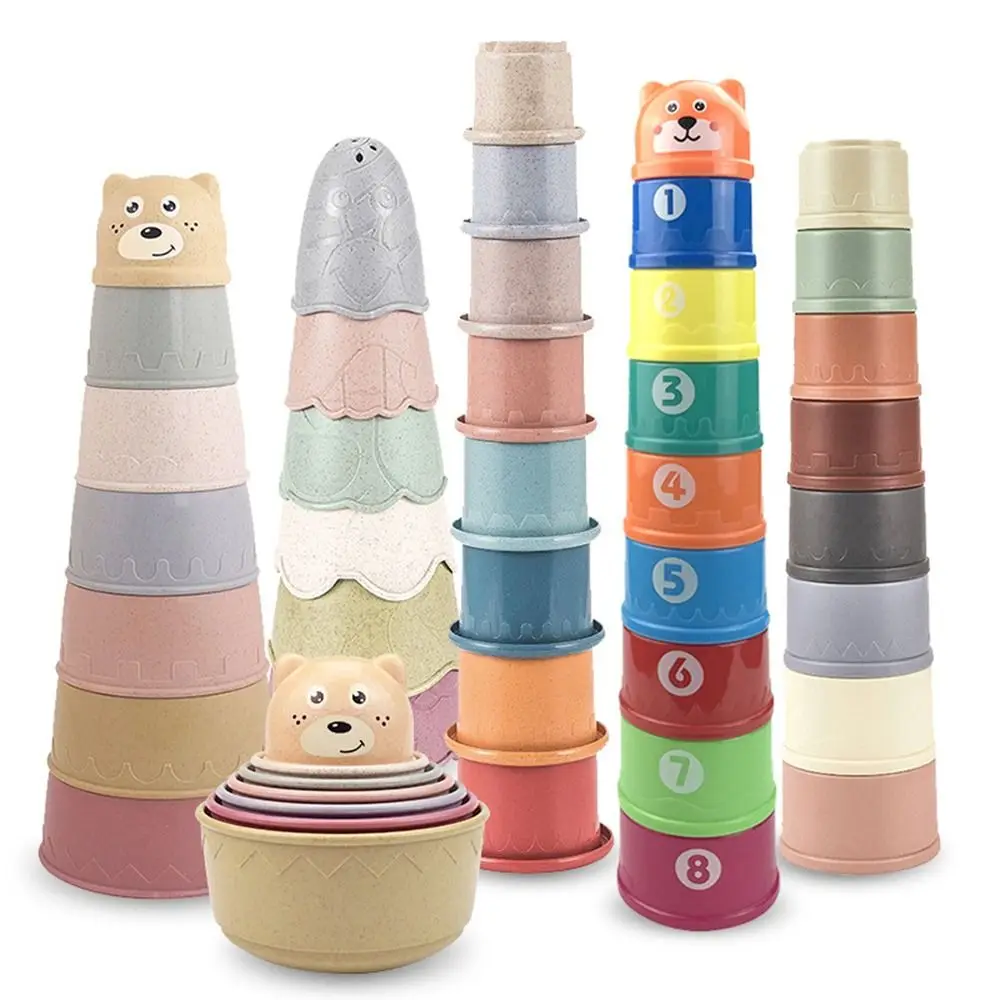 High Quality Sensory Stimulation Stacking Tower Building Blocks Stacking Cups Fun Rainbow Cups