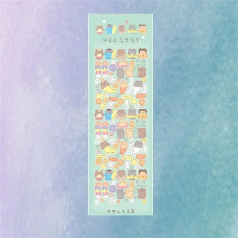 Korean Ins Cute Little Bear Laser Sticker Diy Scraping Idol Card Photo Album Happy Planning Stationery Decoration Sticker Kawaii