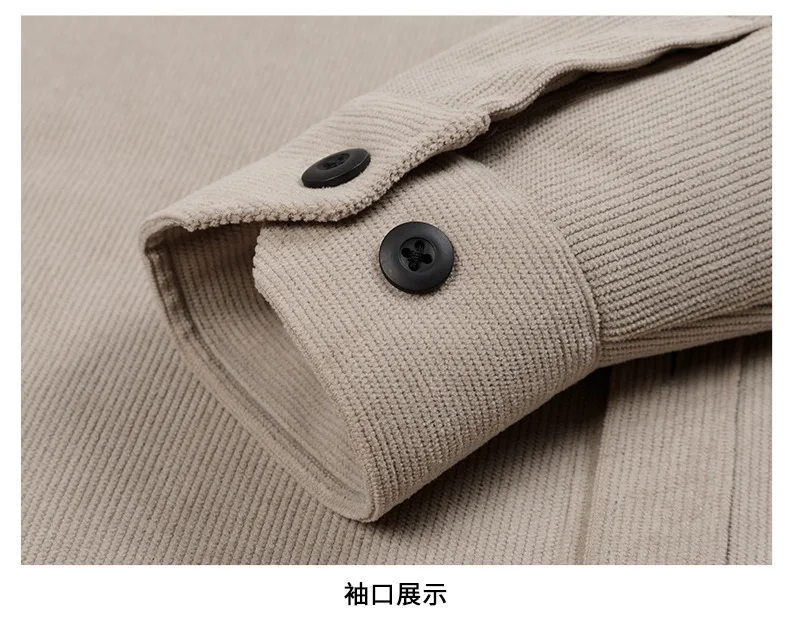 Heavy Chunky High Pit Chunky Strip Vintage Cord Langarmshirt Herren Herbst Winter Baumwolle Cargo Shirt Jacke – Detail 18