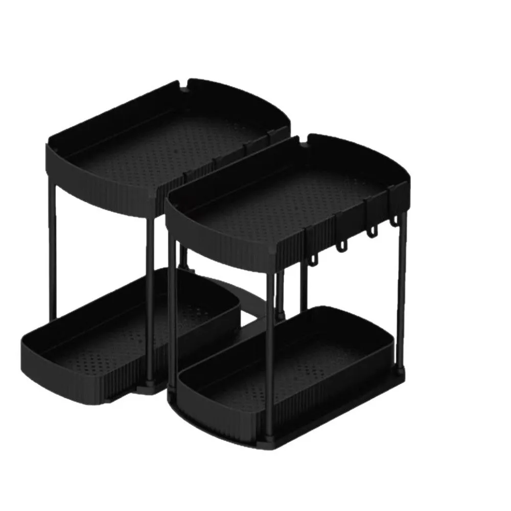 

Durable 2 Tier Under Sink Organizer Pull Out Multi-Purpose Storage Rack Stable Cabinet Organizers for Bathroom Kitchen