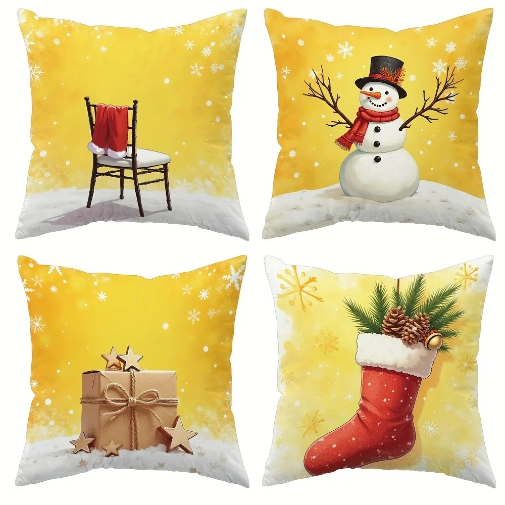 

Home Decor Christmas-Themed Decorative Pillow Covers Pattern Cushion Cover Suitable For Sofa Bedroom Car Pillow Cover