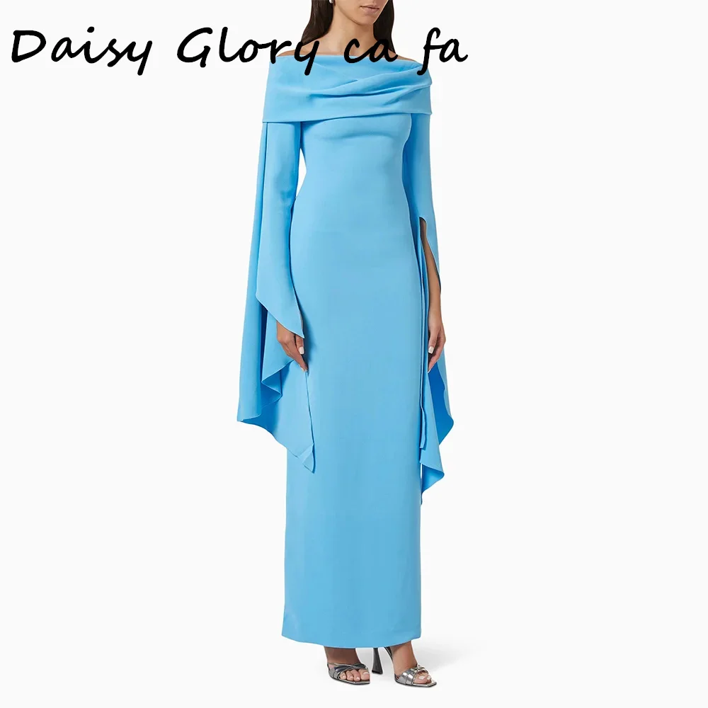 Milk Yellow Evening Dress Prom Gowns Maxi Long Sleeves Sheath Off the Shoulder Custom Color Elegant Women\'s Formal Party Dress