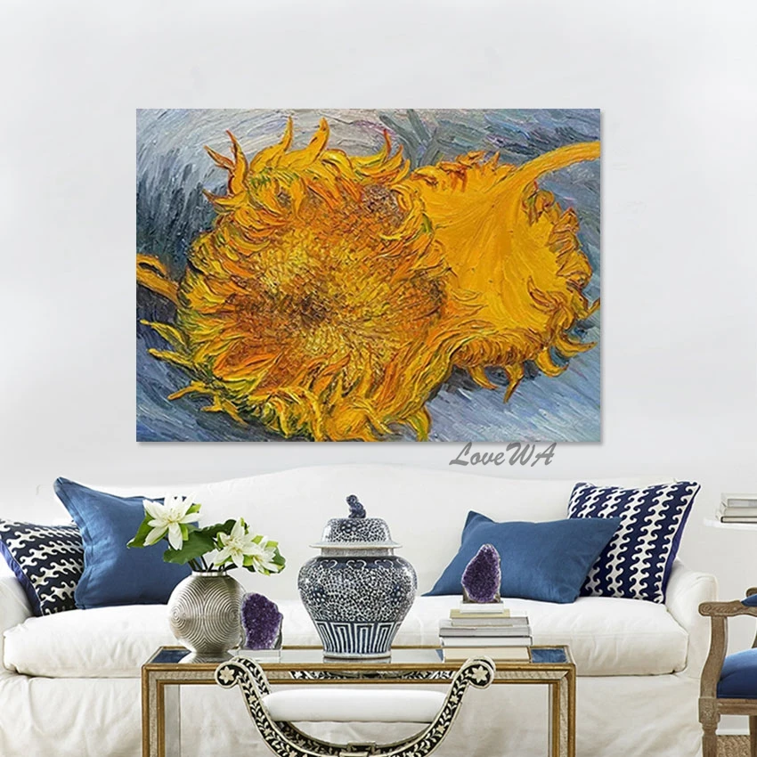 Large Living Room Wall Pictures Sunflower Textured Abstract Flower Painting Custom Artwork Home Furnishing Decoration Canvas Art