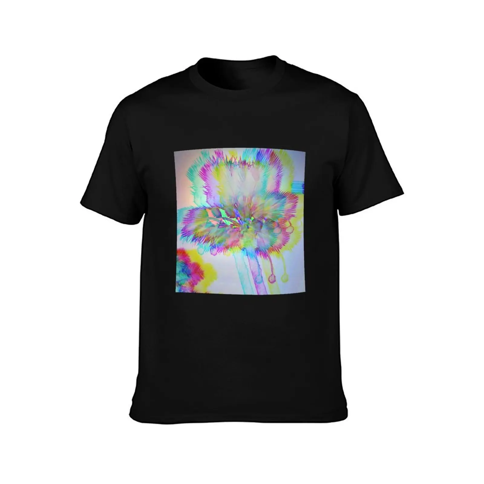Rainbow Glitch Palm Tree T-Shirt Plus Size Summer Casual T-Shirt