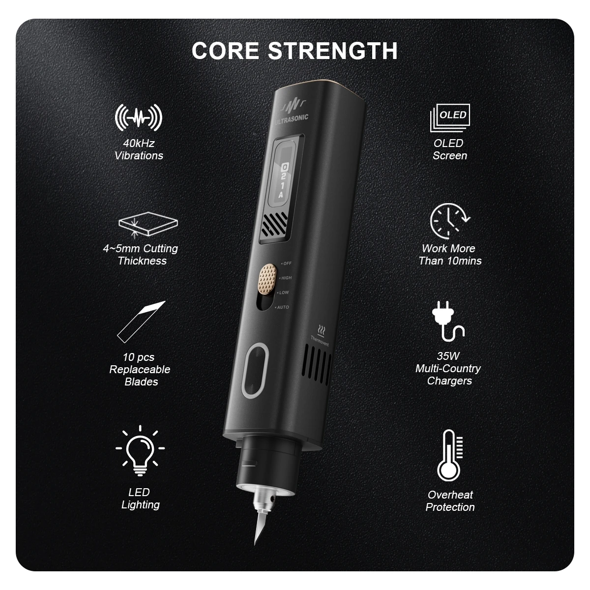 Jakemy JM-Y10 Pro 40kHz Ultrasonic Cutter Knife 3D Print Deburr Polishing Replaceable Blade Compact Portable DIY Handwork Tools
