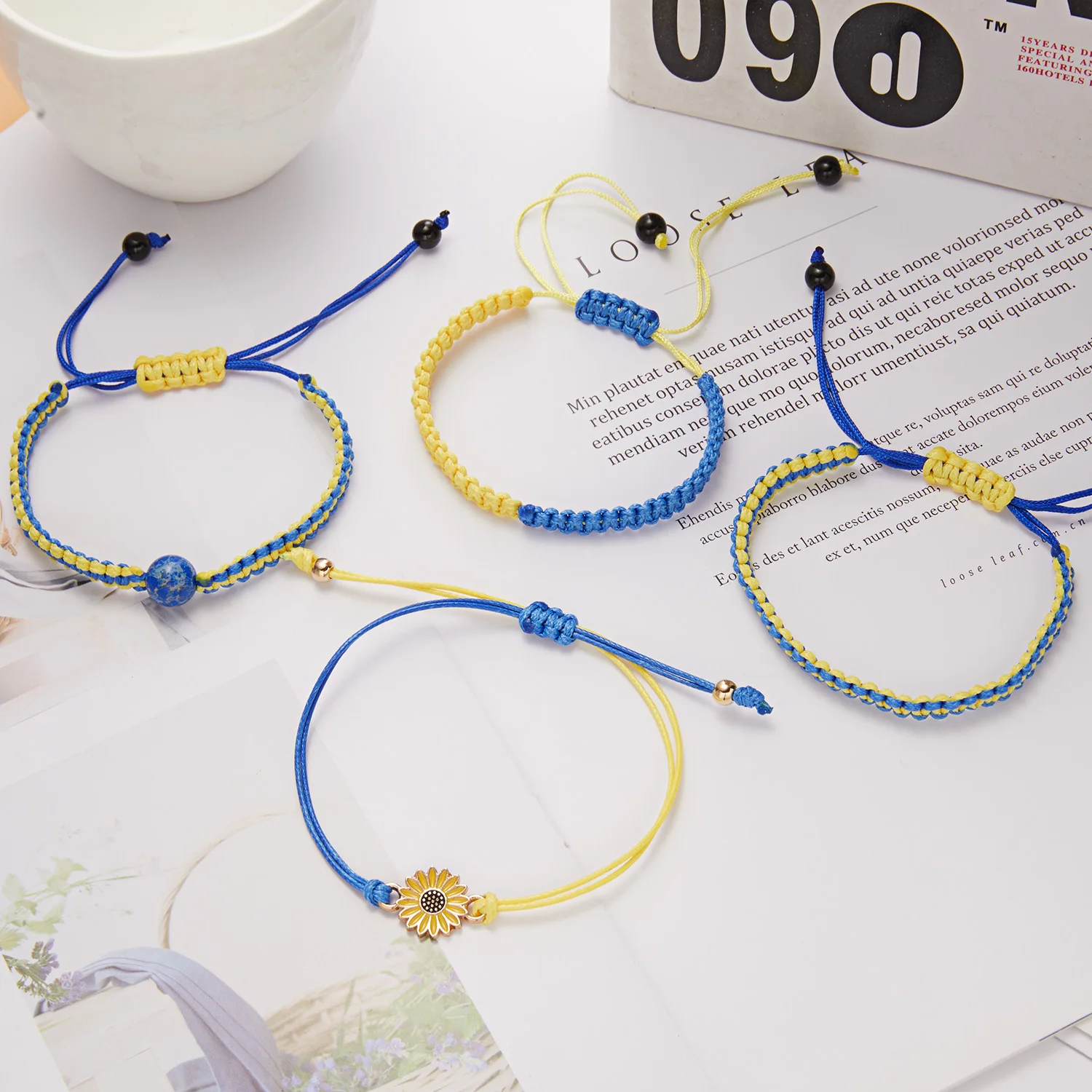 Charm Yellow Blue Ukraine Bracelets For Women Men Handmade Ukrainian Flag Color Woven String Bracelet New Design Couple Jewelry