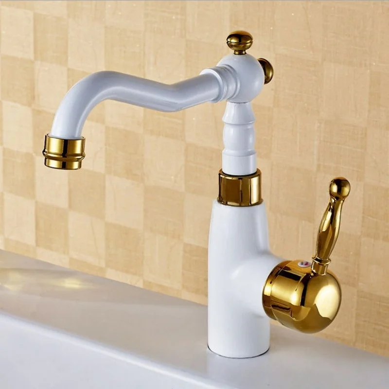 White Gold Kitchen Faucet Brass bathroom faucet Reco Kitchen Tap cold and hot Sink faucet countertop fauce
