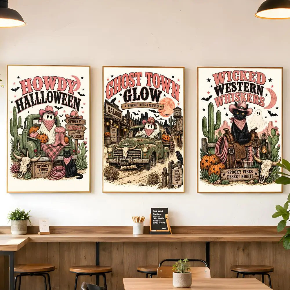 Halloween Western Ghost Desert Nights Poster Matte Wall Peel And Stick Decor Bedroom Living Room Office Dorm Home