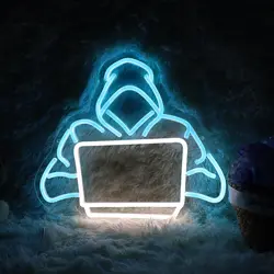 Hacker LED Neon Sign USB Dimmable Neon Light Sign for Gameroom Bedroom Bar Livingroom Birthday Party Gift Wall Decoration