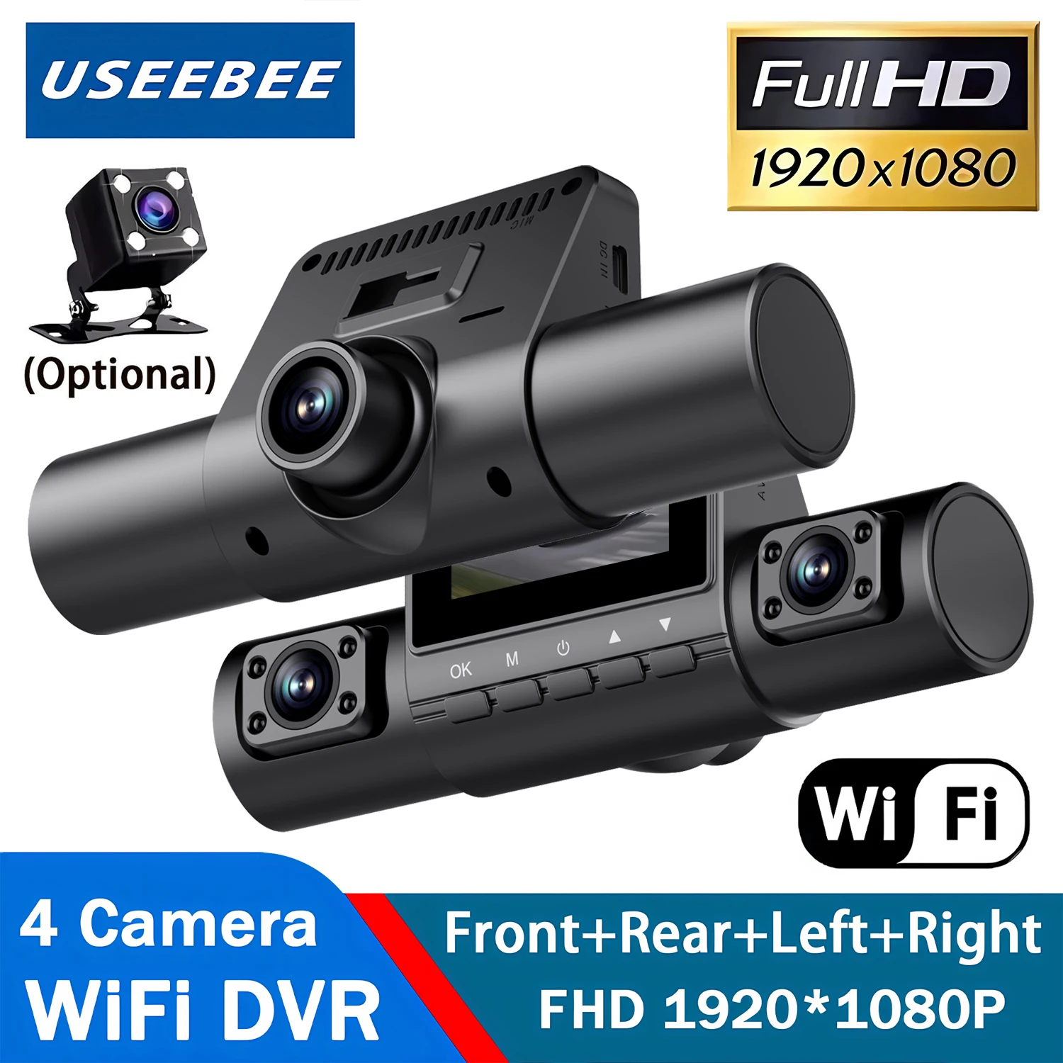 360 ° Auto-Kamera 1080P Videorekorder 3/4 Objektiv WIFI Dashcam für Auto DVR Black Box Nachtsicht Dashcam 24-Stunden-Parküberwachung