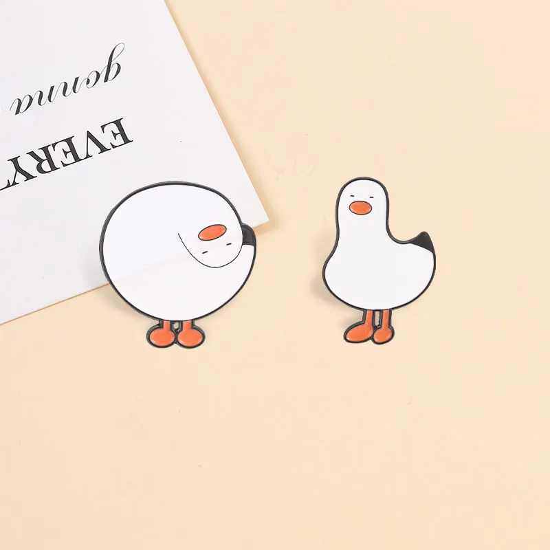 2pcs/set Cartoon Animal Series Enamel Pins Crocodile Calico Cat Shark Reading Goose Seagull Brooches Lapel Badge Jewelry Gifts - view 4