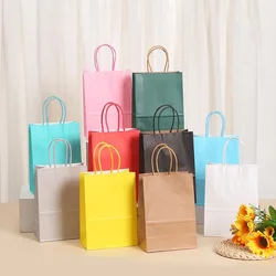 Mini Small Kraft Paper Bag with Handles Festival Gift Bag High Quality Candy Shopping Bags 300 pieces custom LOGO
