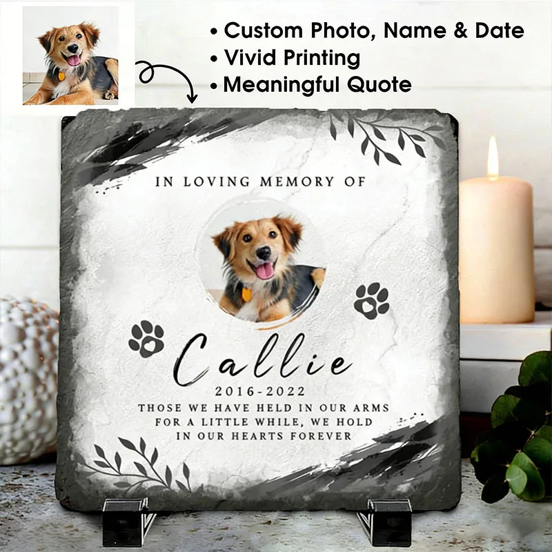 

Мемориальный камень с гравировкой фото питомца, персонализированный, для сада, наружный, памятный декор, символизирующий ностальгию по любимому питомцу.