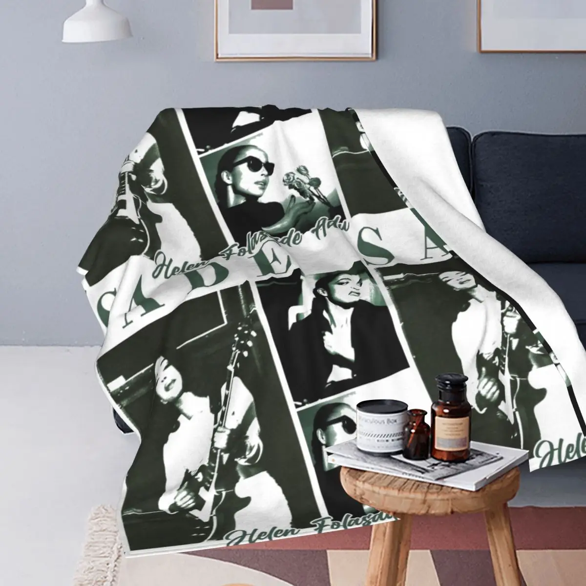 S-Sade Adu Retro Rap Style Fleece Throw Blanket Blankets for Sofa Car Super Warm Bedspread