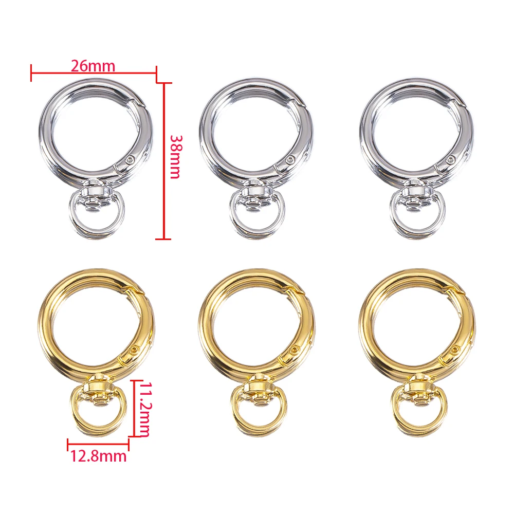 2pcs Rotatable Metal Spring Snap O-Rings Key Rings
