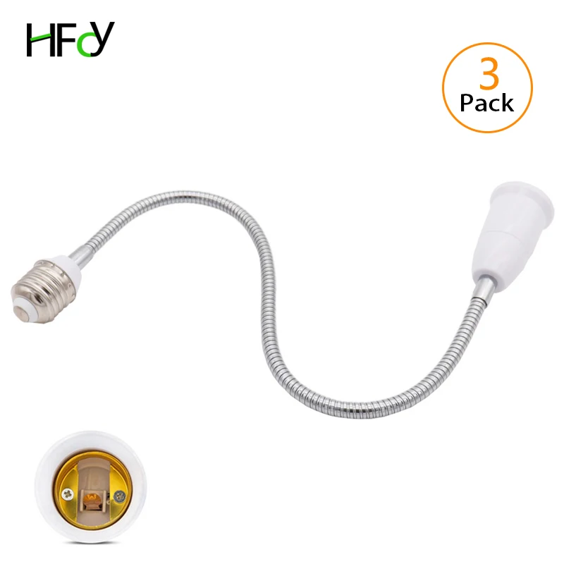 

3PCS Flexible E27 to E27 LED Lamp Base Holder Bulb Screw Socket Adapter 48cm Extension Light Holder Converter Fitting