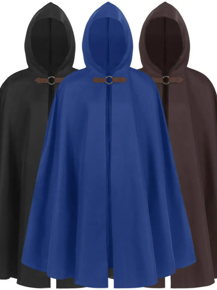 新しいハロウィンメンズフード付きマント中世ヴァンパイア海賊ショルダーラップロングローブオールドレンジャーパフォーマンスコスチューム