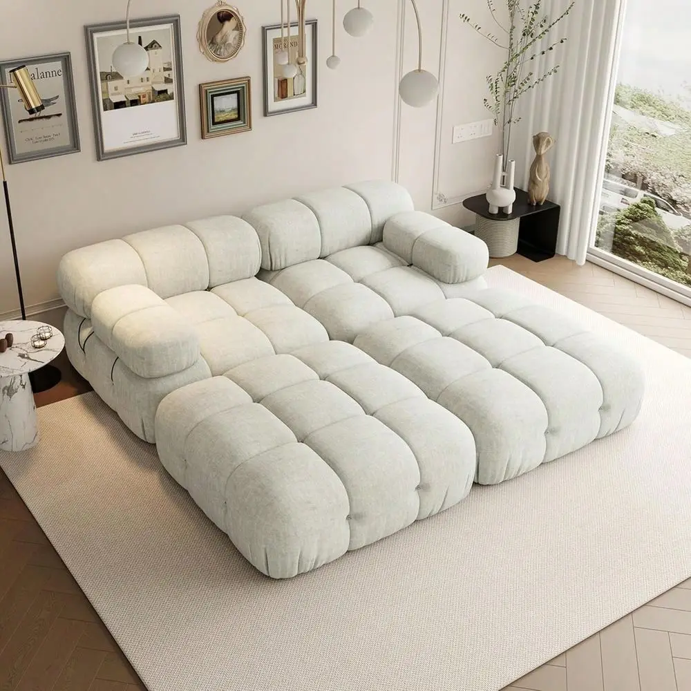 

Sofa Couches For Living Room Apartment, Modular Compression Sofa With Reversible Chaise Ottoman, Cloud Comfy Modern Minimalist