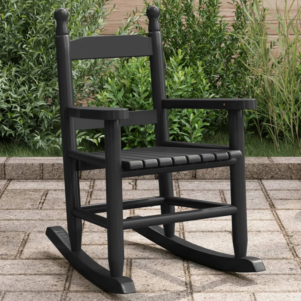 Outdoor Rocking Chairs Black Poplar Solid Wood Maximum Load Capacity 110kg igh Back Smooth Rocking Chairs for Outdoor & Indoor