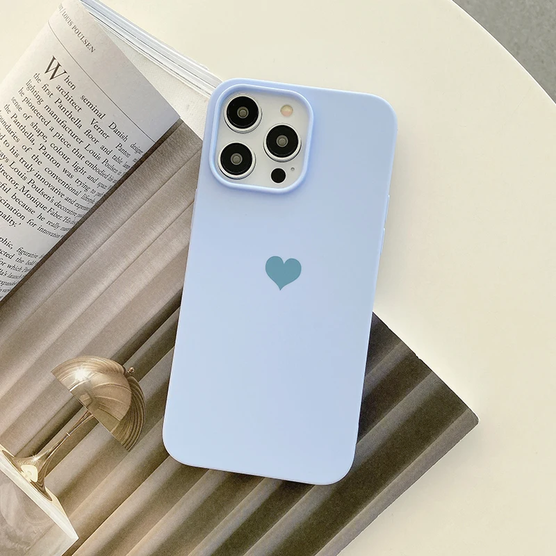 Matte Candy Color Love Heart Soft TPU Case For Iphone 14 13 12 11 Pro Xs Max 8 7 Plus X Xr SE Frosted Back Cover Silicone Shell