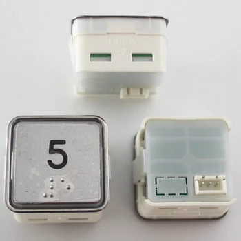 OTIS Elevador Botão Quadrado Aço Inoxidável 3 Pinos Vermelho Azul Laranja Luz A3N31549 1 Peça