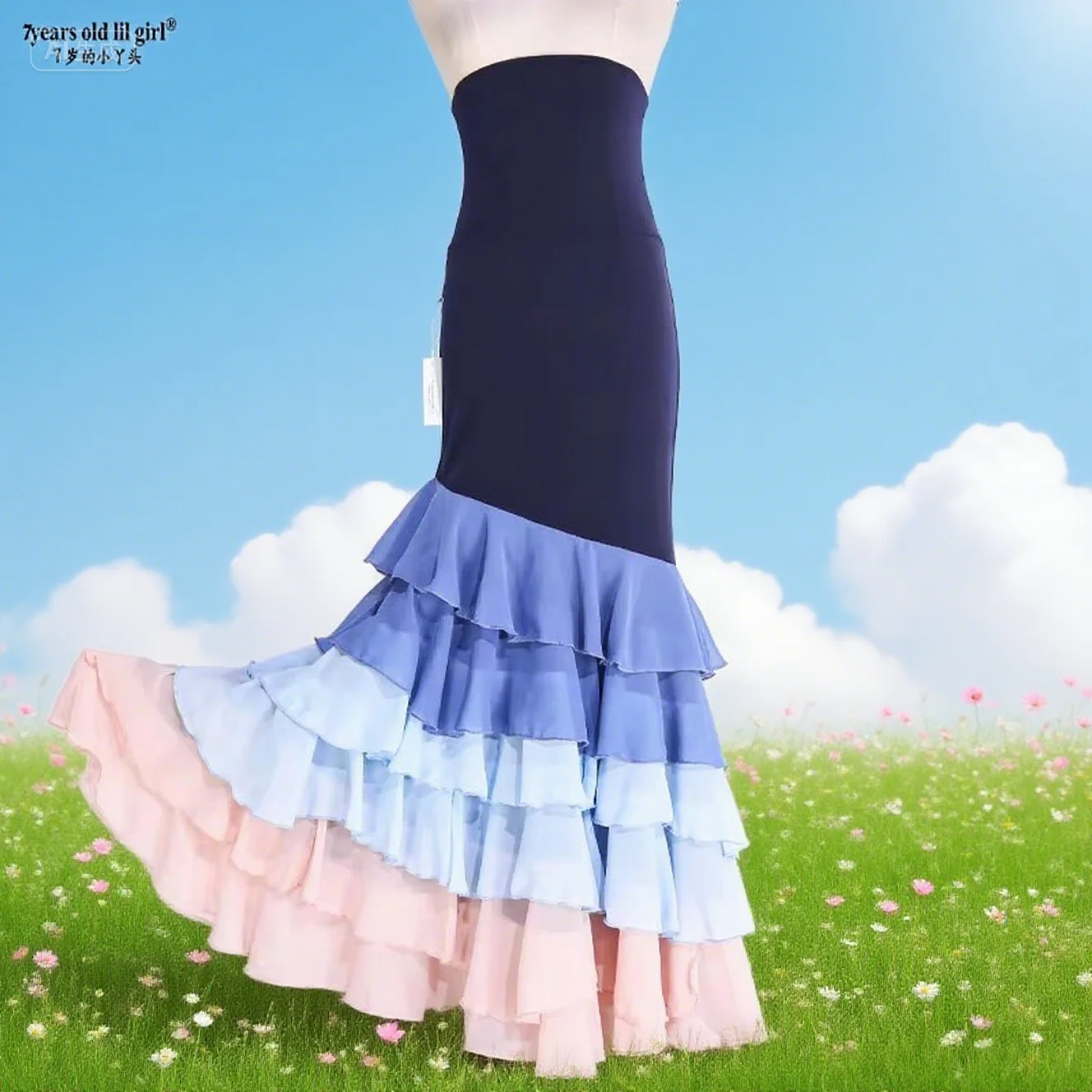 Jupe Flamenco haute élasticité taille haute avec volants en mousseline De soie Falda De Flamenco DTT63