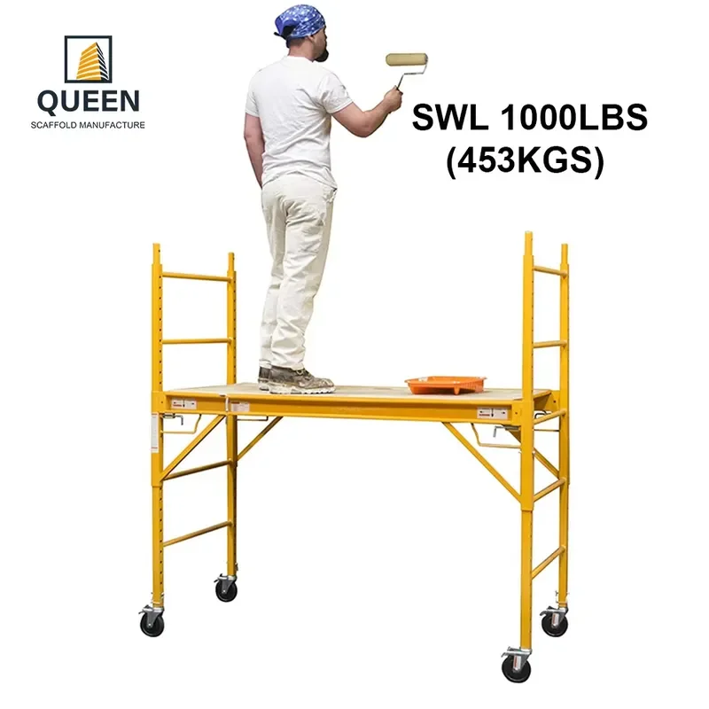 LINYIQUEEN Mini Multi-Purpose 6' Heavy Industrial Steel Drywall Baker Scaffolding Tower with Casters 1000lbs Load