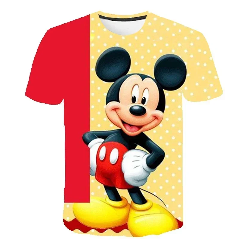 

2024 Summer Disney Mickey Mouse 3d T-Shirts Clothing Children Cartoons Kawaii Fashion Anime Tees Tops Boys Girls T-Shirt Clothes