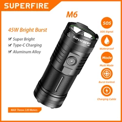 Superfire M6/M6-S Super Bright 3000LM LED Flashlight 36W Powerful  Torch 8000mAh Rechaegable Outdoor Waterproof Camping Light