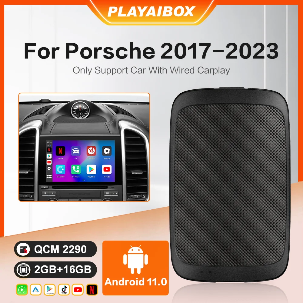 PLAYAIBOX Apple Car Play Android kotak Tv Carplay nirkabel otomatis Android 11 untuk Porsche 718 Panamera Macan Cayenne 911 Taycan