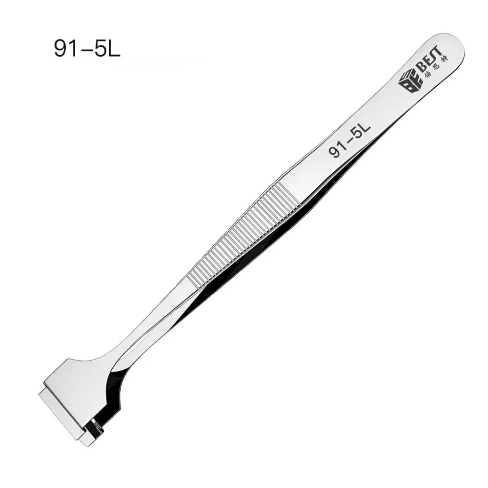 1 stuk wafelpincet met brede opening, roestvrijstalen pincet voor mobiele telefoon SMD PCB BGA moederbord IC-chip oppak- en reparatiegereedschap