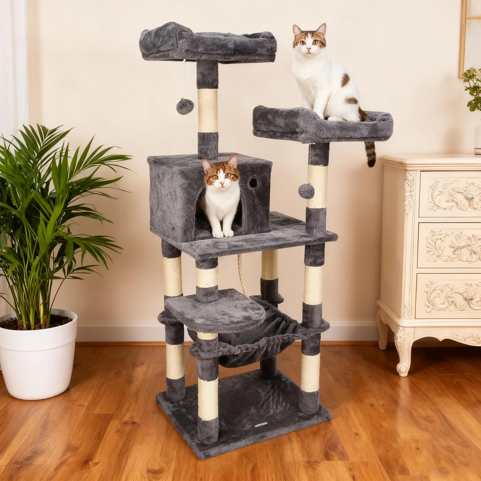 

USA Warehouse Free Shipping Multi-Layered Sisal Wood Cat Tree Tower Indoor Cat Kitten Scratching And Sleeping Racks Pet House