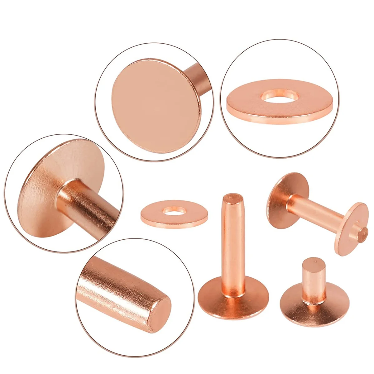 154Pcs Copper Rivets for Leather,Smooth Leather Rivets, Pure Copper Rivets and Burrs for Leather Work Jeans Jacket